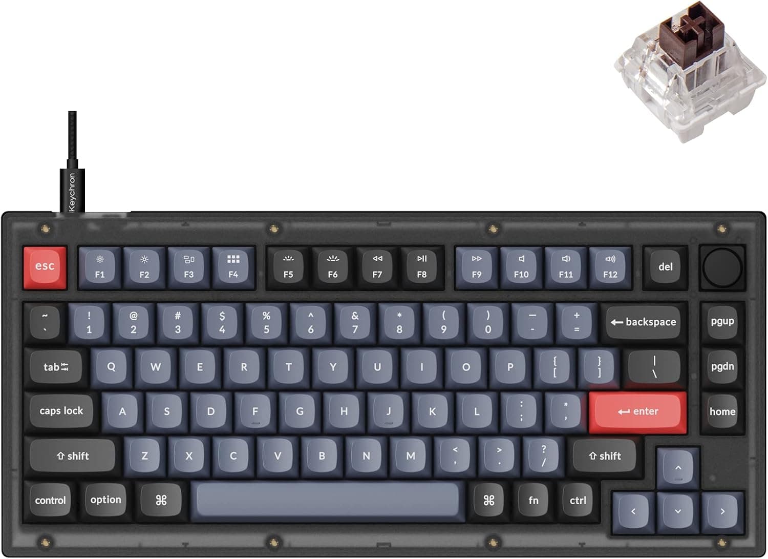Keychron V1 有線カスタムメカニカルキーボードノブバージョン 75%レイアウト QMK