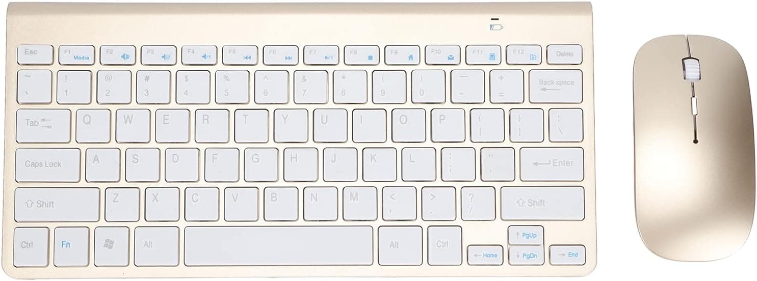キーボードマウスコンボセット、78キーポータブル2.4Ghzキーボードキット、滑り止めフットパッド4個付き、ノートブックデスクトップなどと互換性があります(ゴールド)