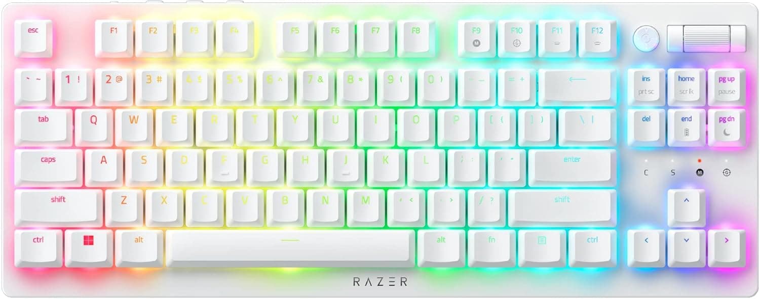 Razer(レイザー) DeathStalker V2 Pro Tenkeyless White Edition Linear Optical Switch ゲーミングキーボード薄型オプティカルスイッチワイヤレス 2.4GHz Bluetooth Type-C Chroma 英語配列デスストーカーブイツープロテ