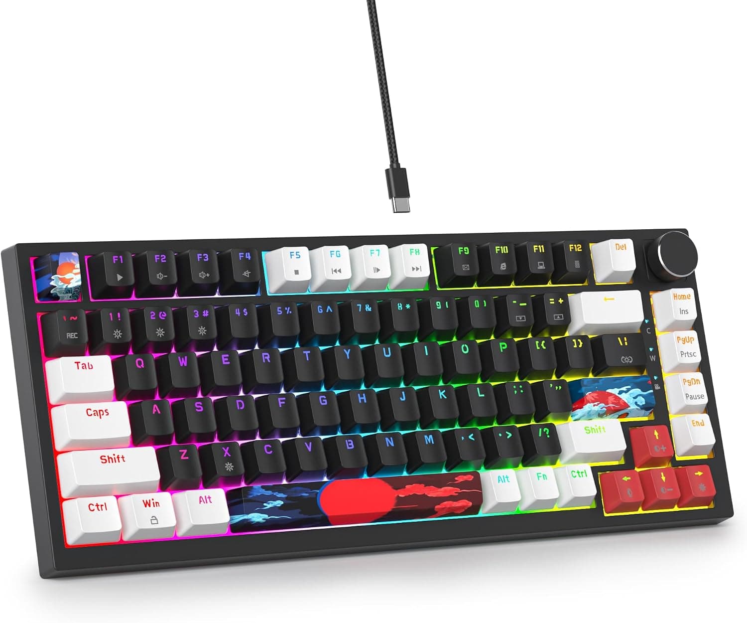 SbocKeeb 75%キーボードガスケットマウント吸音パッド付き 82キー コンパクト有線 RGB メカニカルゲーミングキーボードホットスワップソケット Mac
