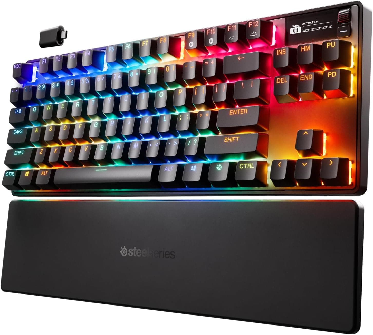 SteelSeries ラピッドタップラピッドトリガー ゲーミングキーボードテンキーレス無線ワイヤレス英語配列防音設計磁気ホール効果センサー OmniPointスイッチ有機ELディスプレイ搭載 Apex Pro TKL WL Gen 3 - US ブラック 64871