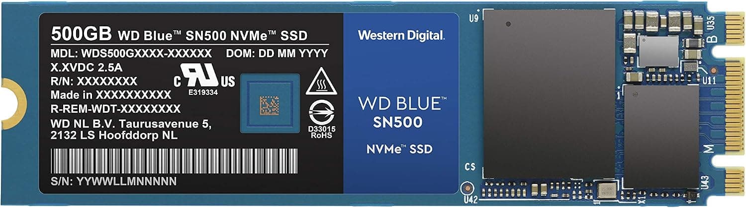 WESTERN DIGITAL WD Blue SN500 SSD M.2 PCIe Gen 3 x4 with NVME 500GB M.2 2280