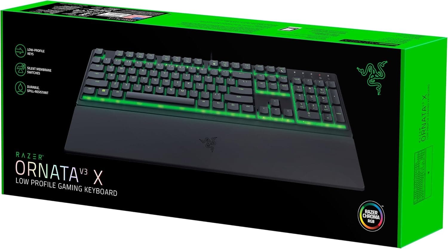 Razer Ornata V3 X - Tastiera da gioco RGB a basso profilo a membrana (Interruttori Silenziosi a membrana