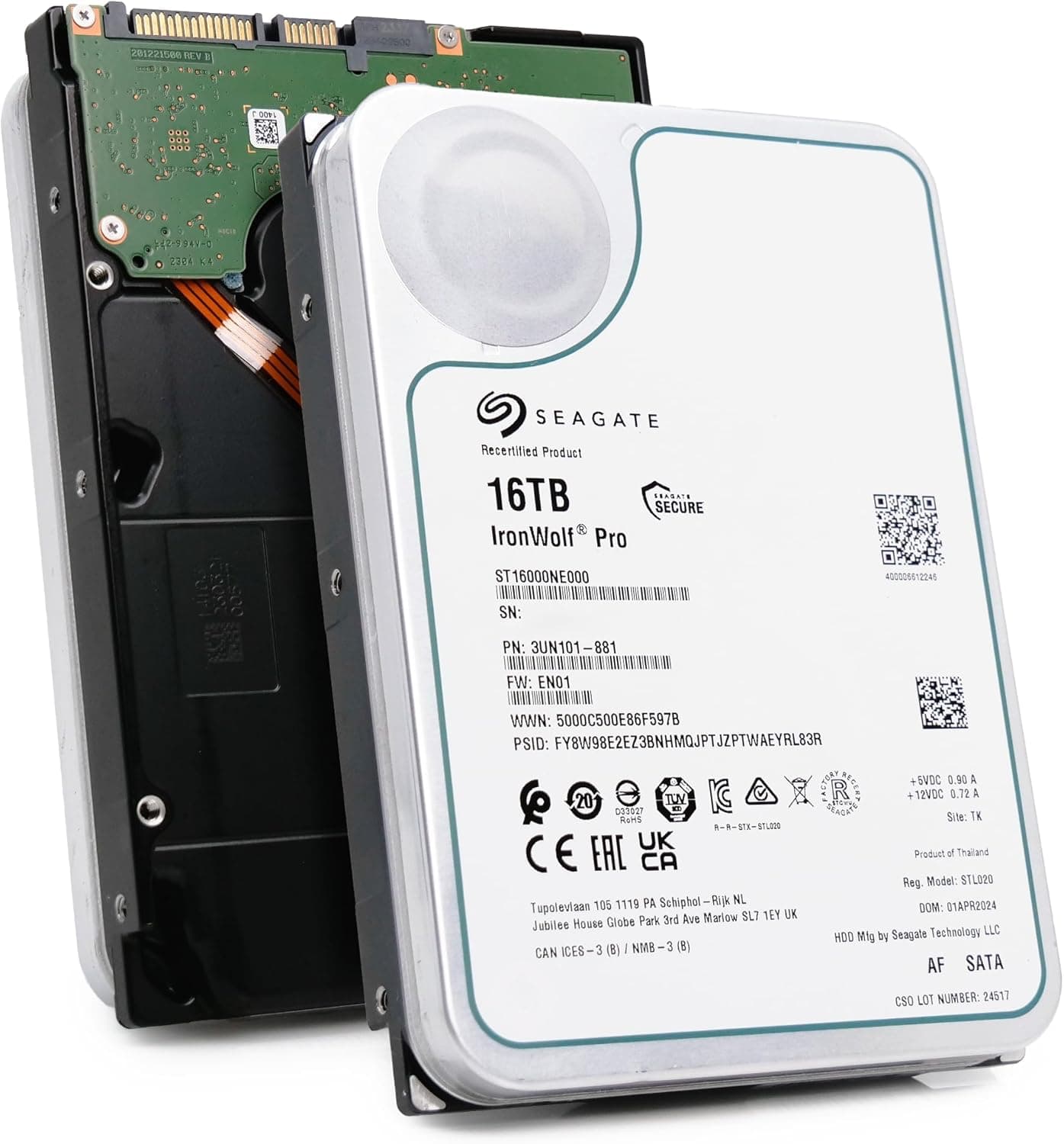 Seagate IronWolf Pro 3.5" データ復旧3年付 16TB HDD(CMR) 5年保証24時間稼動 PC NAS 用 RVセンサ ST16000NE000