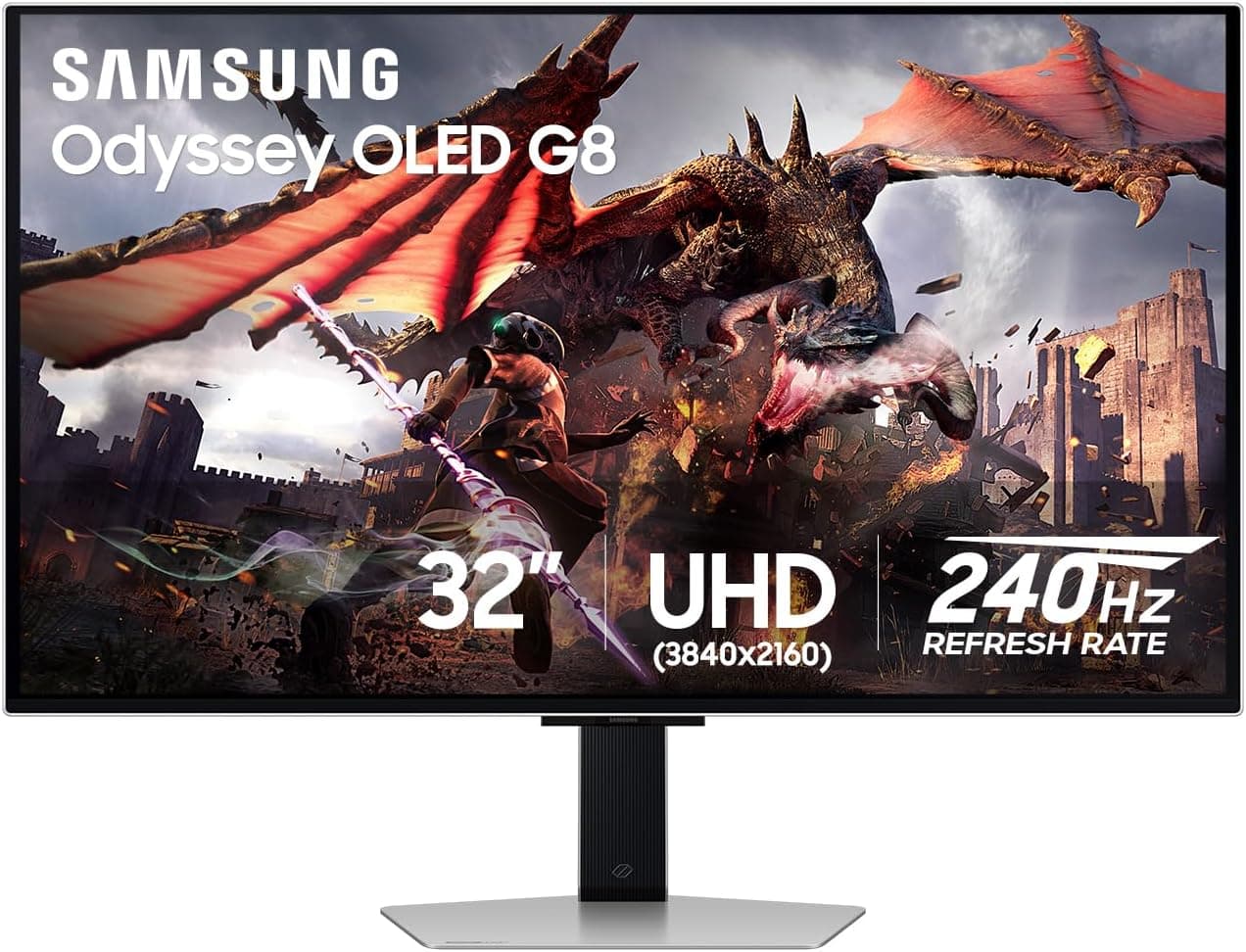 SAMSUNG 32インチオデッセイ OLED G8 (G80SD)シリーズ 4K UHD スマートゲーミングモニター 240Hz 0.03ms グレアフリーディスプレイゲーミングハブ調節可能な洗練されたメタルデザイン LS32DG802SNXZA 2024