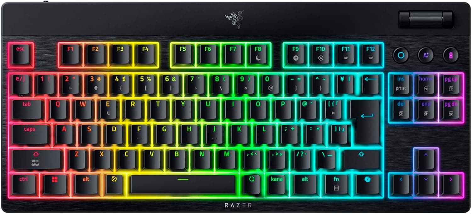 Razer レイザー BlackWidow V4 Low-profile Tenkeyless HyperSpeed JP Yellow Linear Switch ゲーミングキーボードワイヤレス薄型イエロー リニアメカニカルスイッチテンキーレス 2.4GHz Bluetooth 超薄型18.5mm アルミ製ト