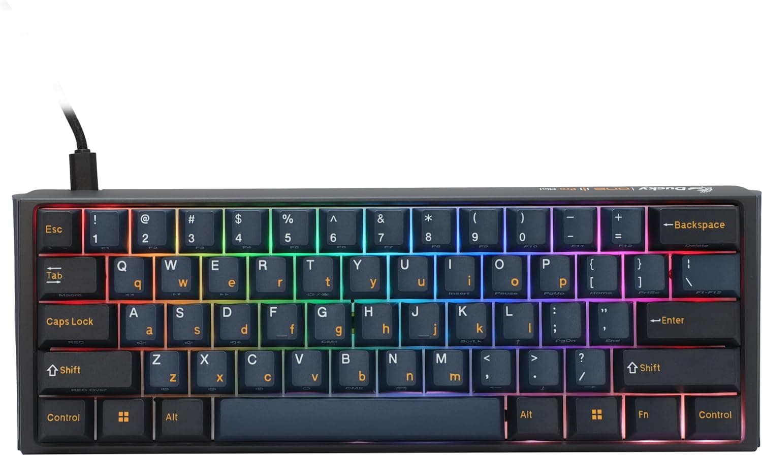 Ducky ONE 3 Pro ナスカライン有線ホットスワップ可能 RGB メカニカルキーボード 8Kポーリングレート Cherry MX2A ブラウンスイッチトリプルショット PBT キーキャップミニレイアウト (61キー) ブラック