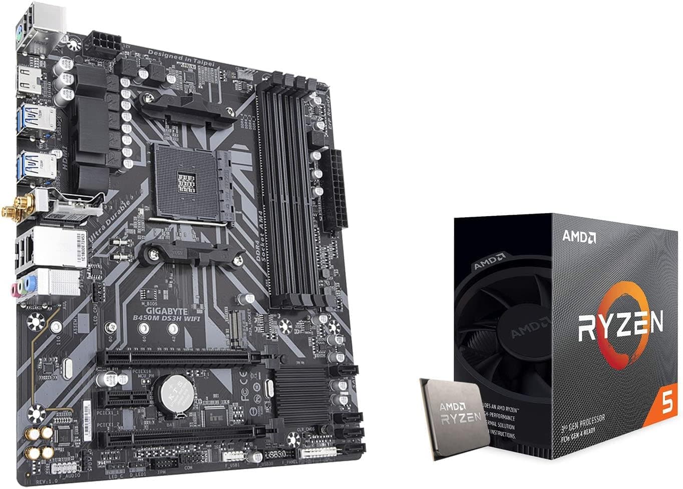 Micro Center AMD Ryzen 5 3600 6コア 12スレッドアンロックデスクトッププロセッサー Wraith Stealth Cooler セット GIGABYTE B450M DS3H WiFi MATX ゲーミングマザーボード付き