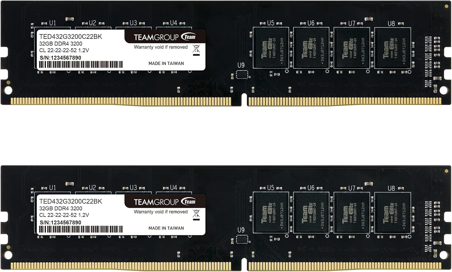 TEAMGROUP Elite DDR4 64GB キット (2 x 32GB) 3200MHz (PC4-25600) CL22 アンバッファード非ECC 1.2V UDIMM 288ピン PC コンピューター デスクトップメモリモジュール RAMアップグレード - TED464G3200C22DC01