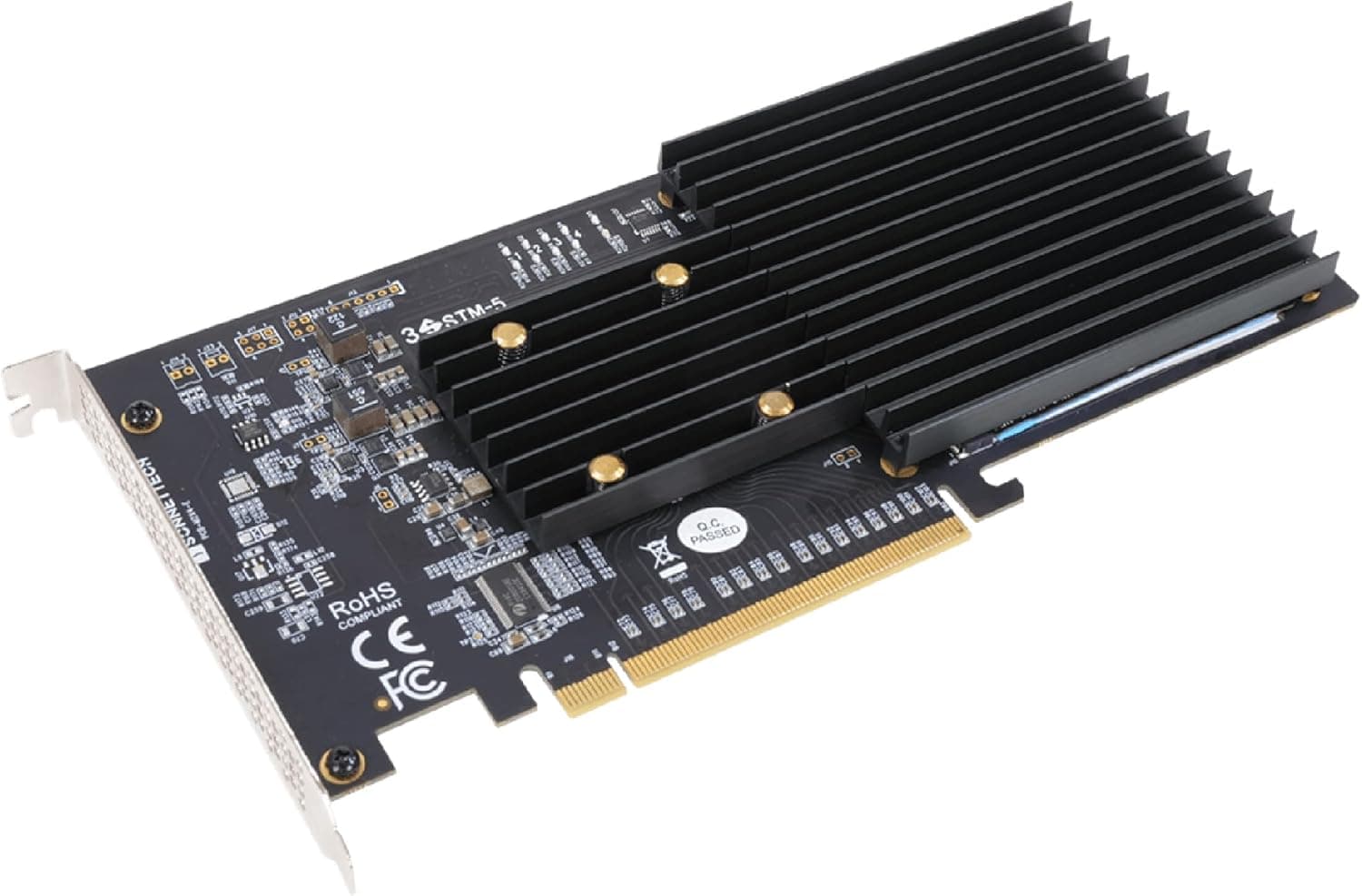 Sonnet M.2 4x4 サイレントPCIeカード(4つのM.2 NVMe SSDスロット)。