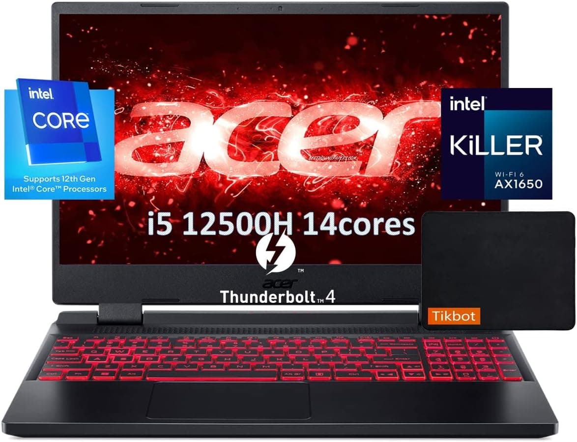 Acer (エイサー) 2022 Nitro 5-15.6インチ 144Hz IPS - Intel Core i5 12th 12500H - NVIDIA GeForce RTX 3050 - Thunderbolt 4 - Killer Wi-Fi 6 - Windows 11 - ゲーミングノートパソコン マウ