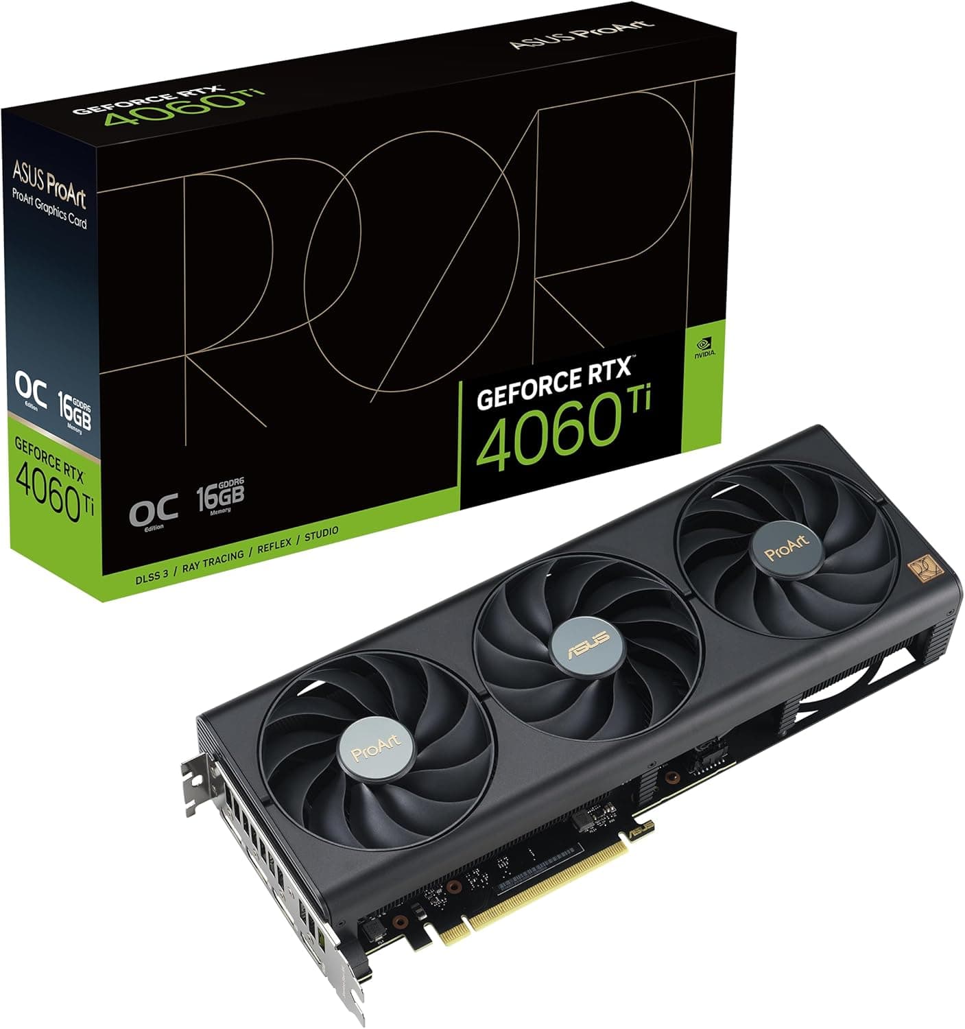 ASUS ProArt GeForce RTX 4060 Ti OC Edition 16GB GDDR6 ゲーミンググラフィックカード (NVIDIA GeForce RTX4060Ti DLSS 3 PCIe 4.0 HDMI 2.1a 1x DisplayPort 1.4a