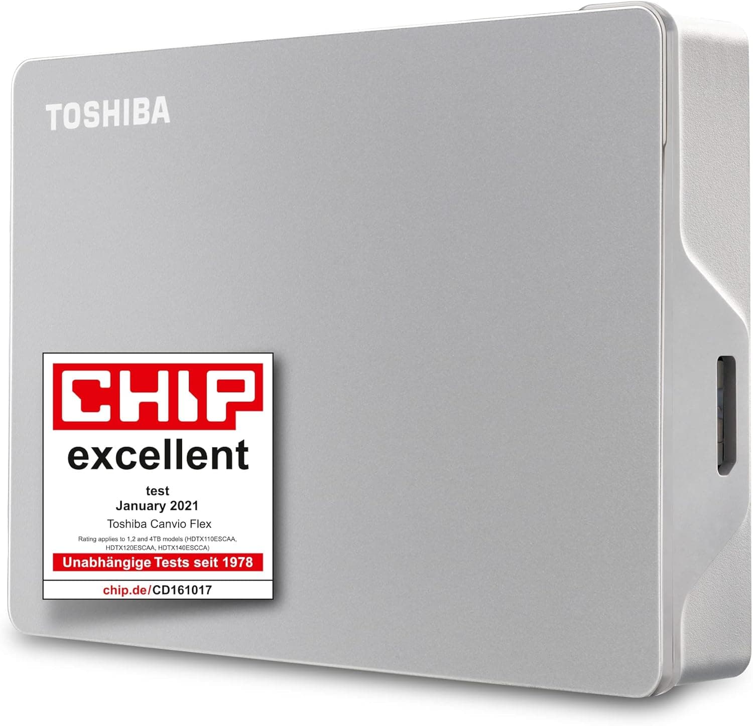 東芝 4TB Canvio Flex ポータブル外付けハードドライブ Mac Windows PC タブレット用ほとんどのUSB-CおよびUSB-Aデバイスに対応シルバー (HDTX140ESCAA)