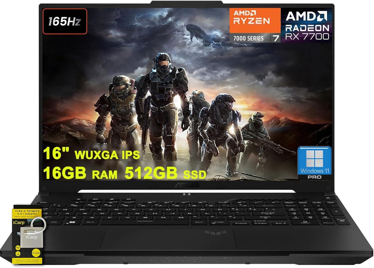 ASUS TUF Gaming A16 ノートパソコン 16インチ WUXGA 165Hz 100% sRGB AMD 8コア Ryzen 7 7735HS 16GB DDR5 512GB SSD Radeon RX 7700S (>RTX4060) バックライト USB4 AI ノイズキャンセレーション Win