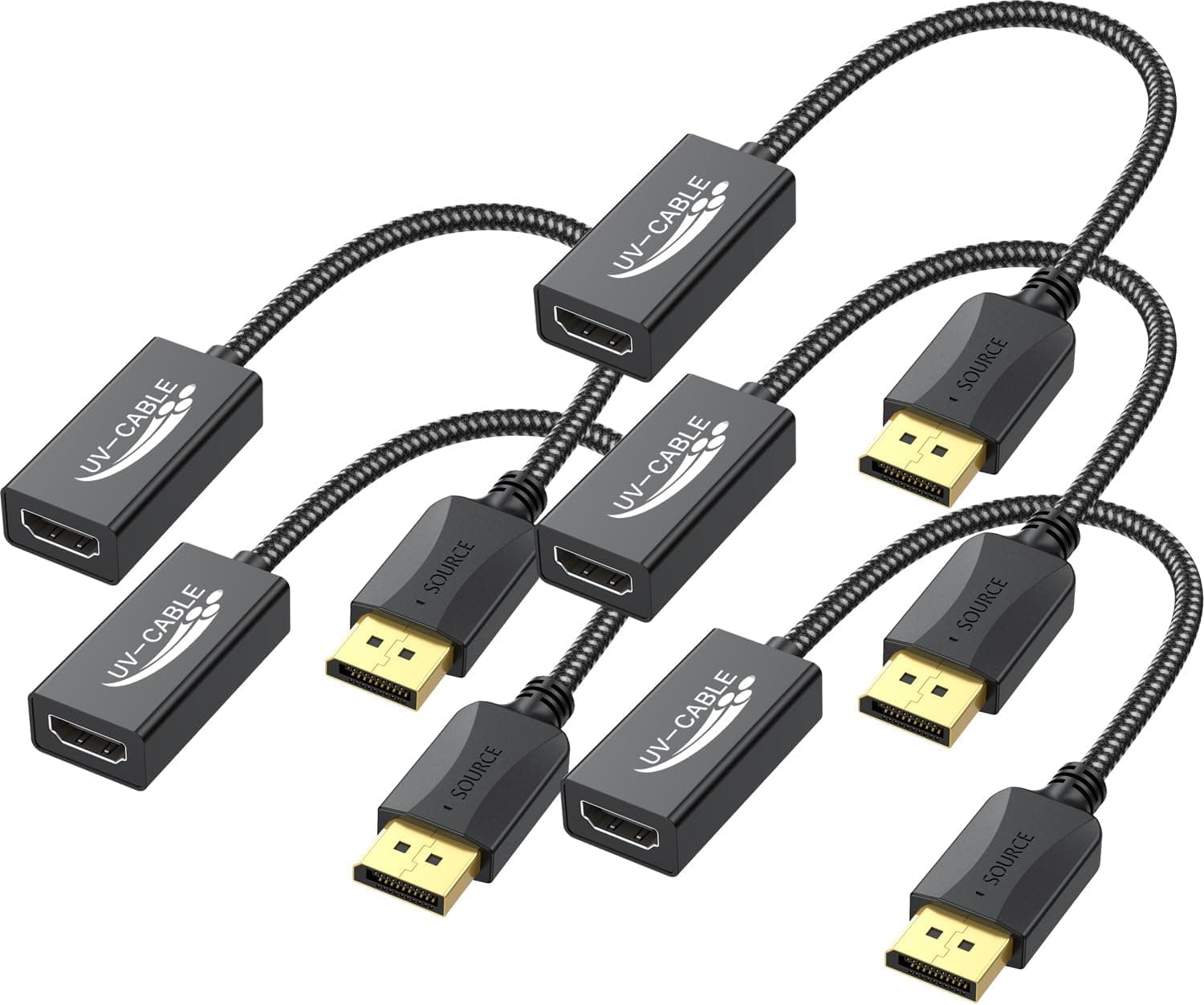 DisplayPort - HDMIアダプター 5個パックディスプレイポート DP - HDMIアダプターケーブルオス-メスコンピュータモニター テレビプロジェクター対応 (5 ブラック)
