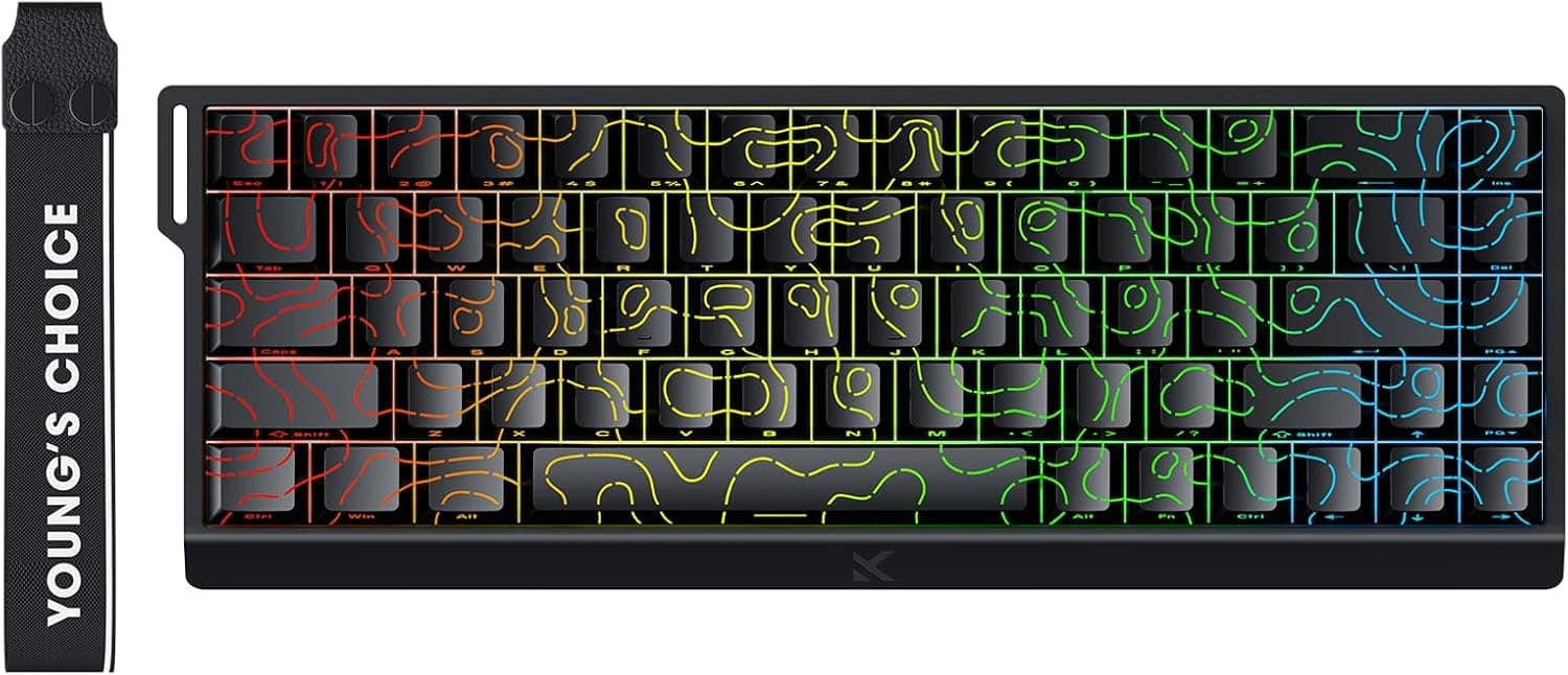MCHOSE ACE 68 60%メカニカルゲーミングキーボード有線ラピッドトリガーホールエフェクトキーボード磁気スイッチ調節可能な作動 8000Hz ポーリングレートカスタム RGB MAC ノートパソコン (ブラック地形 TTC Dragon Lord)