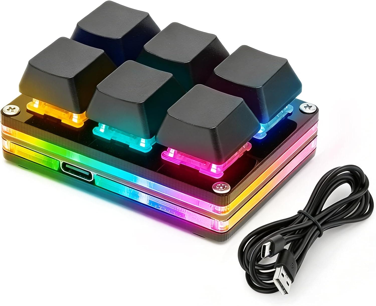 aikeec ブラックホワイト 6キー ゲーミングキーボード USB Mini 6キー キーパッドメカニカルゲーミング PC キーボードプログラミングマクロソフトウェア付き OSU HID 標準キーボード(アップグレードチェリーシャフト&RGB LED)