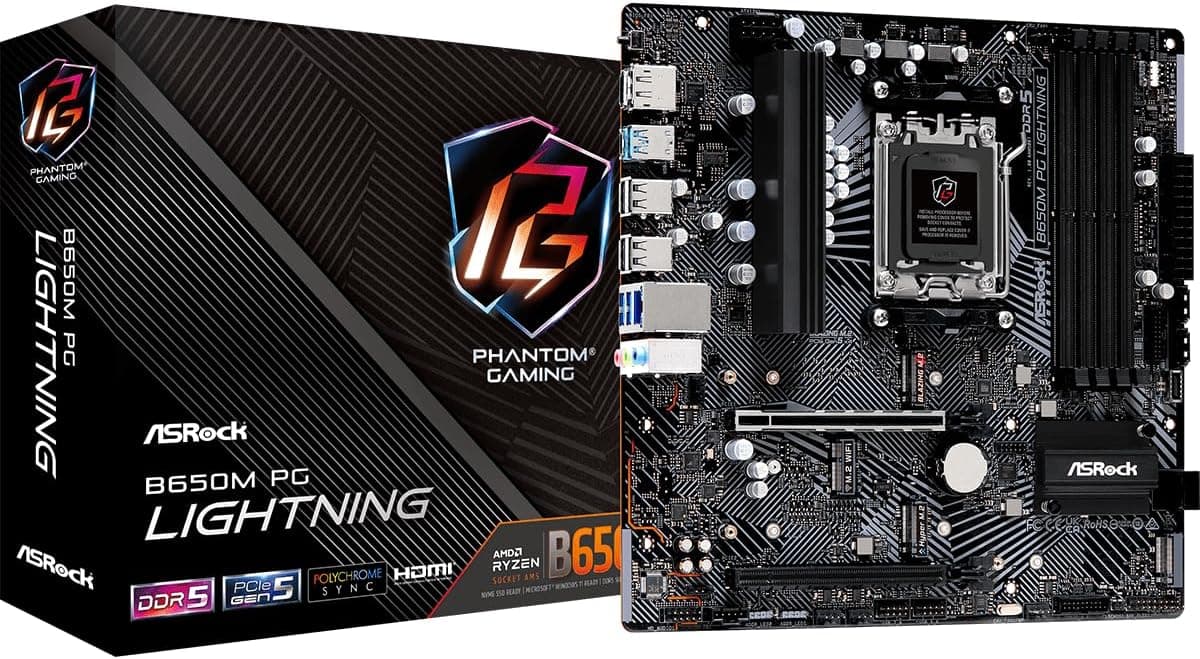 ASRock マザーボード B650M PG Lightning AMD Ryzen 7000シリーズ CPU対応 (Soket AM5) B650 Micro ATX マザーボード 【国内正規代理店品】