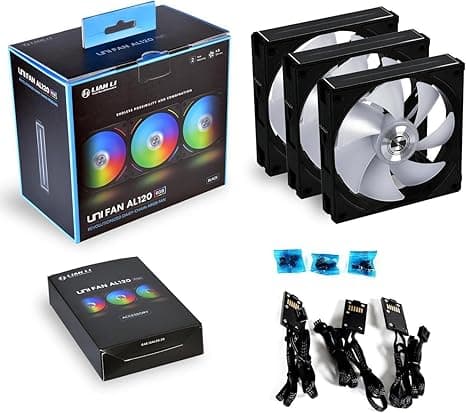 Lian Li UNI ファン AL AL120 RGB デイジーチェーン ARGB 120mm UF-AL120-3B ブラック x3。