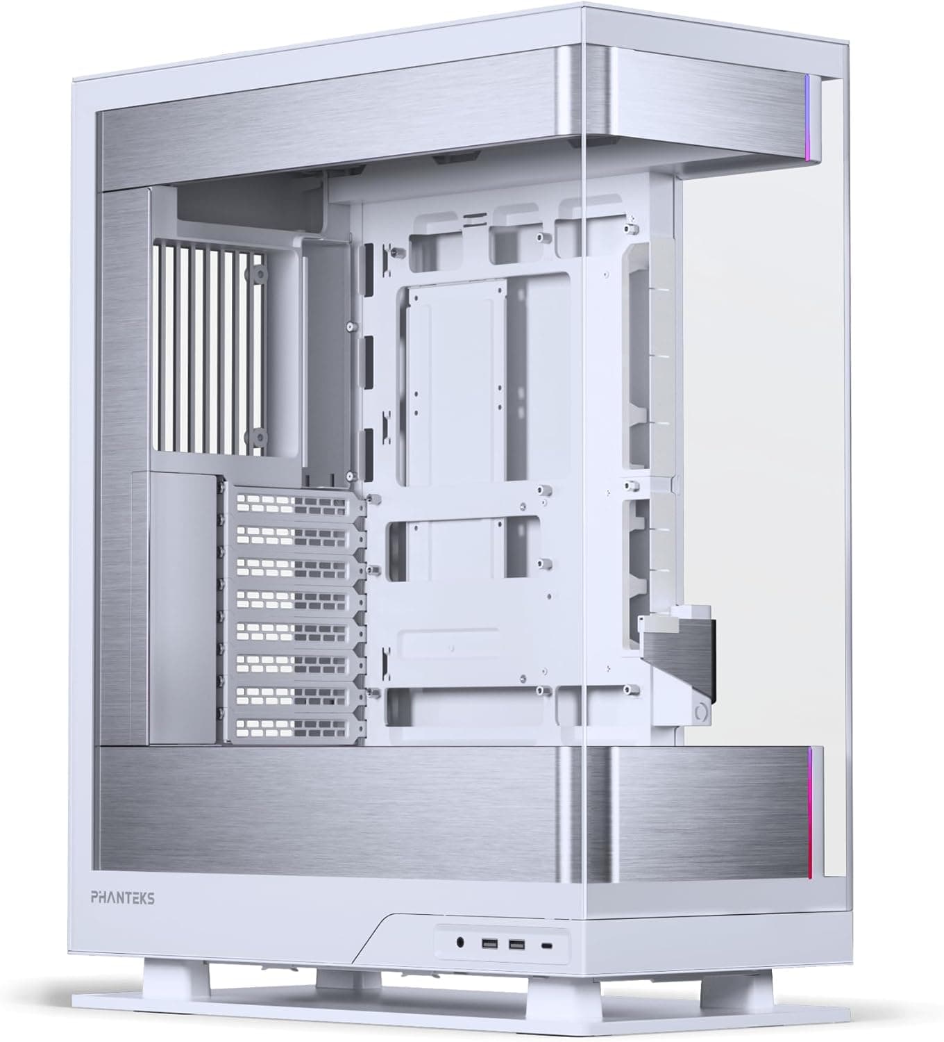 Phanteks Evolv X2 ミッドタワーゲーミングシャーシ垂直冷却システムシースルー強化ガラスシャーシつや消しアルミニウムインテリアパネル D-RGB照明一体型シルバーホワイト