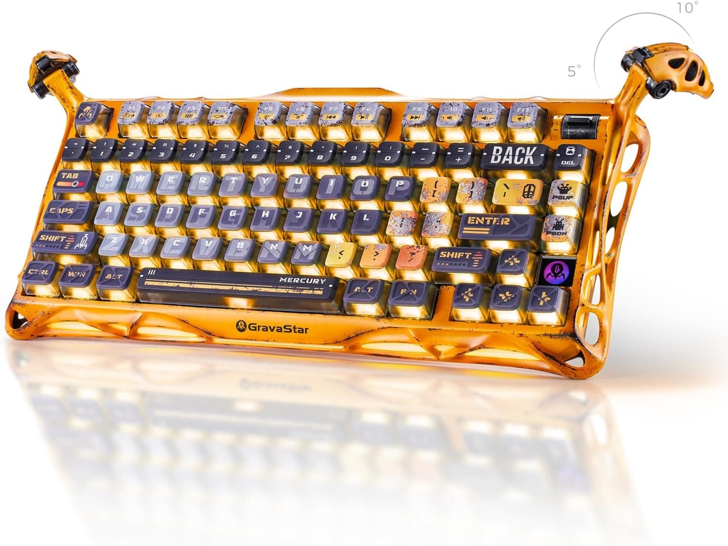 GravaStar Mercury K1 Pro ゲーミングキーボード無線 75%レイアウト RGBライトワイヤレス Bluetooth接続