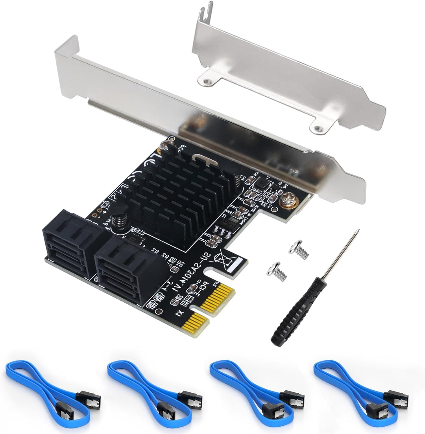 Ubit拡張カード PCIe 2.0 X1 - SATA III 4ポートアダプターカード IPFSマイニングおよびSATA 3.0デバイス追加ハードディスク拡張カード SATA 6GBインターフェースライザーカードデスクトップPC用