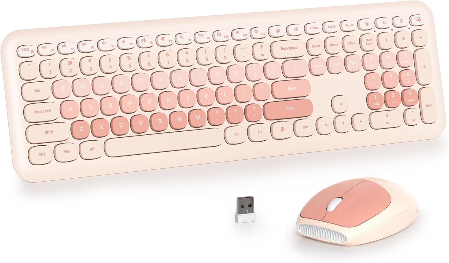 SbocKeeb ワイヤレスタイプライター キーボードとマウスのコンボレトロ 104 キー フルサイズオフィスセットミルクティー キーボードサイレントラウンドキーキャップ付き