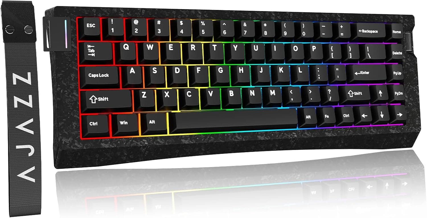 AJAZZ AK680 V3 有線磁気ホール効果ゲーミングキーボード 68%QWERTYレイアウトラピッドトリガー 0.001mm RT 8Kポーリングレート調整可能な作動フルホットスワップ RGB照明 PC