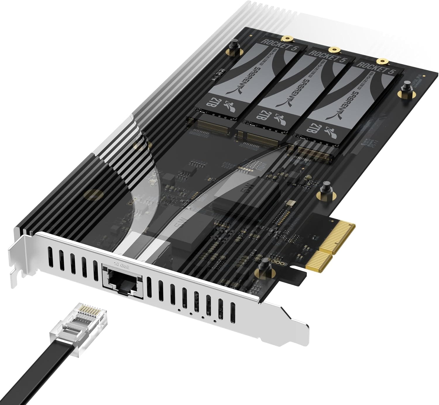 SABRENT PCIe 3.0 x4 アドインカード 10GbE & 3X M.2 NVMe SSDスロット付き工具不要アルミニウムヒートシンク 2230