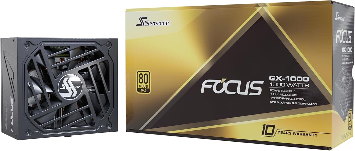 Seasonic Focus V3 GX-1000-1000W - 80+ ゴールド - ATX 3.0 &amp; PCIe 5.0 Ready - フルモジュラー - 低ノイズ - 10年保証 - Nvidia RTX 30