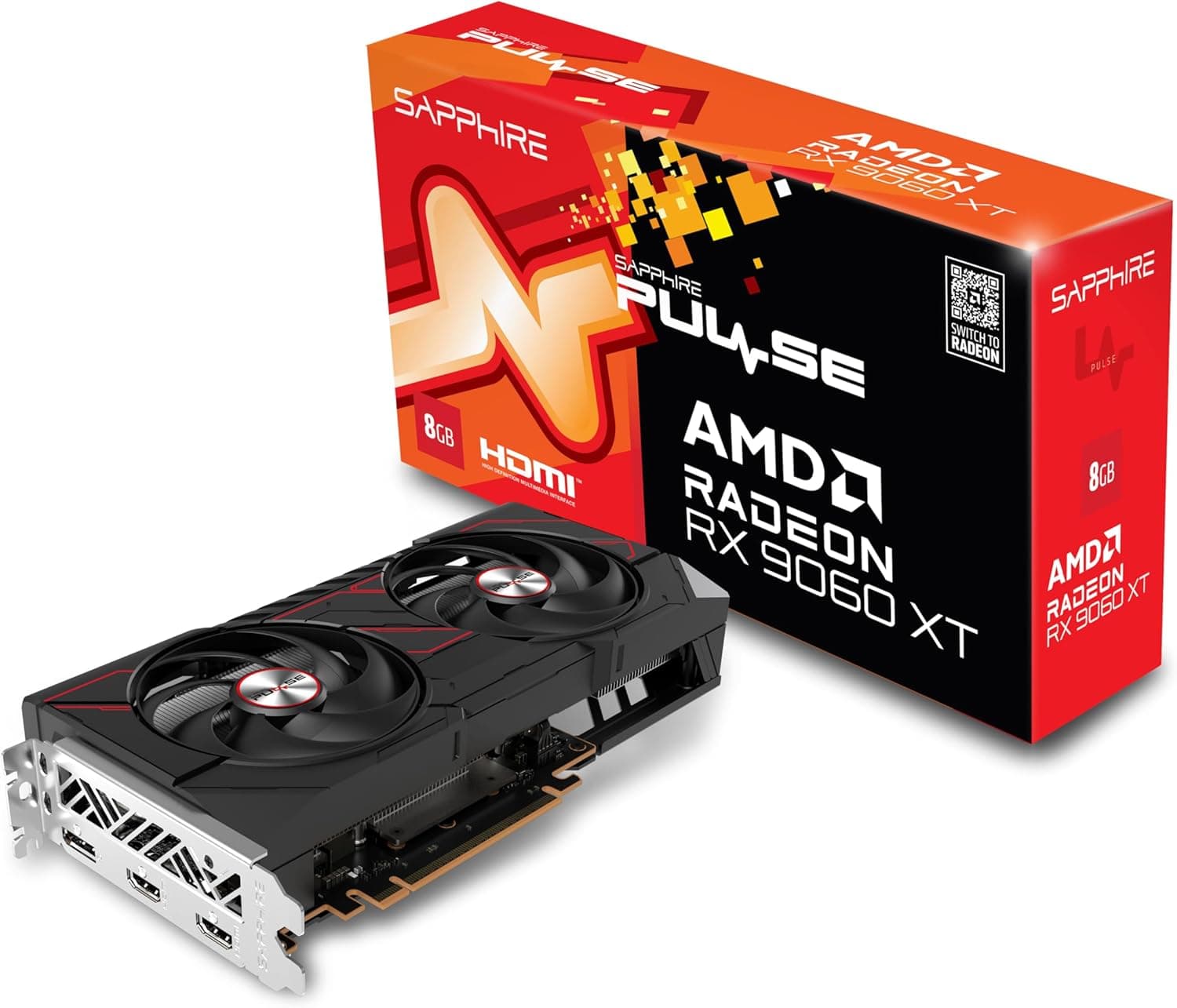 Sapphire Technology Pulse AMD Radeon RX 9060 XT Gaming OC 8GB デュアル HDMI-DP グラフィックスカード。