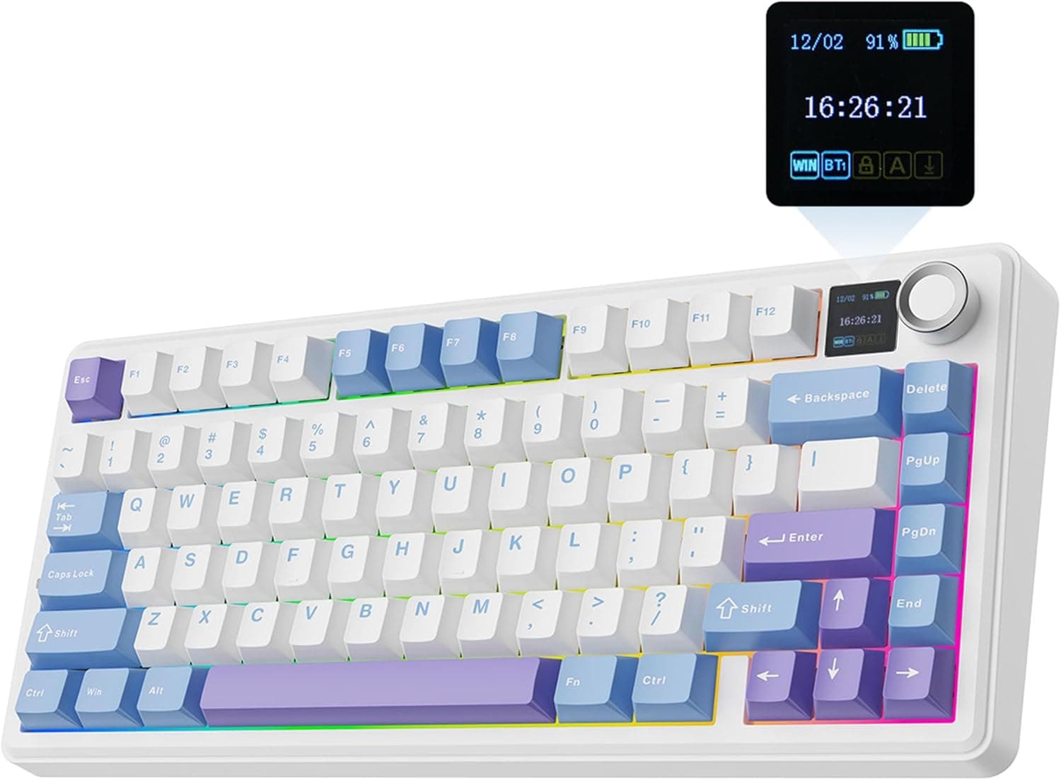EPOMAKER X AULA F75 MAX トライモードワイヤレスゲーミングキーボード TFTスクリーンノブホットスワップ対応