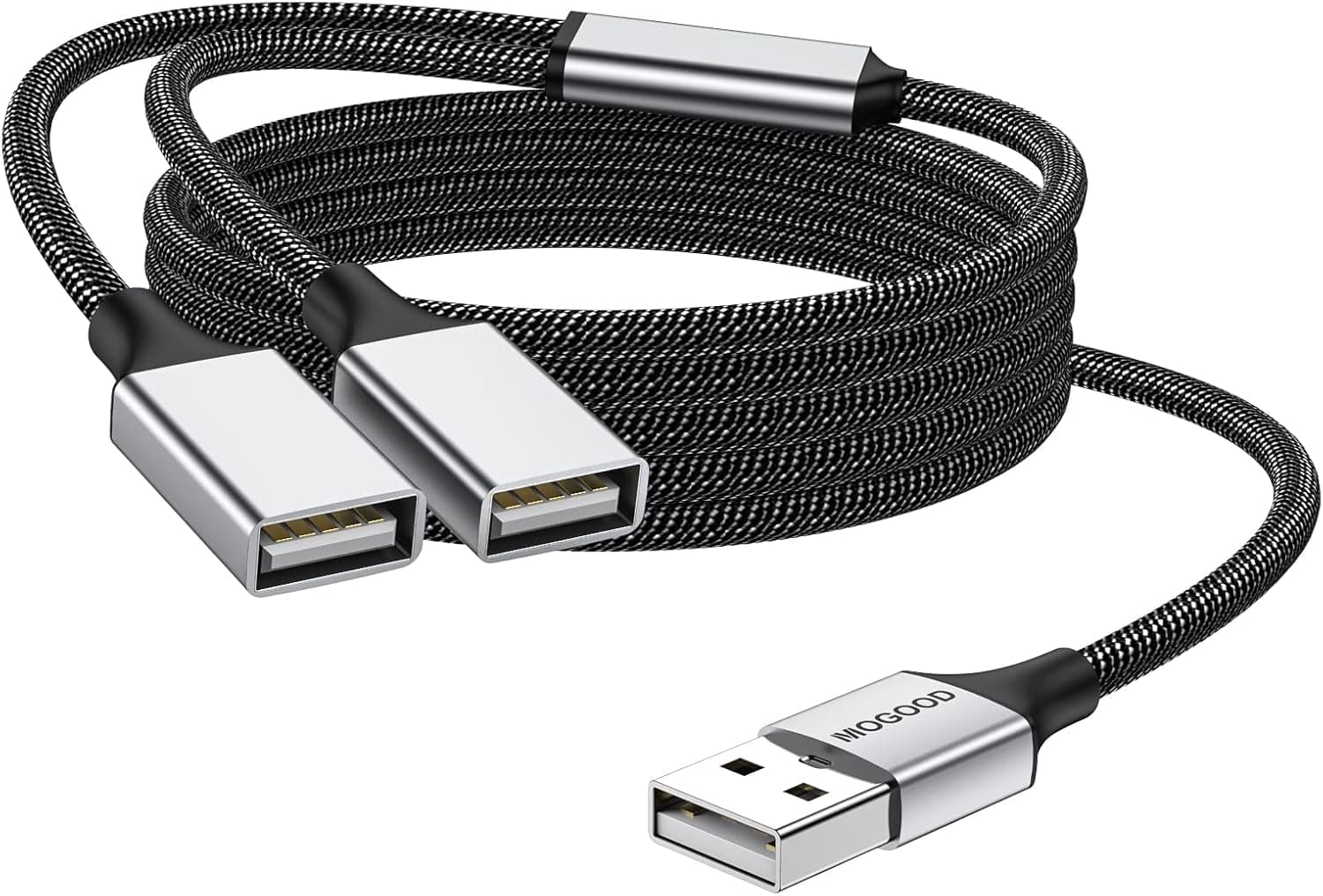 MOGOOD USB Splitter Dual USB Port USB Extension Cable USB Y Splitter USB Power Splitter Double USB Adapter Charger Cable Hub Adapter Dual USB 2.0 Power Cord Ext
