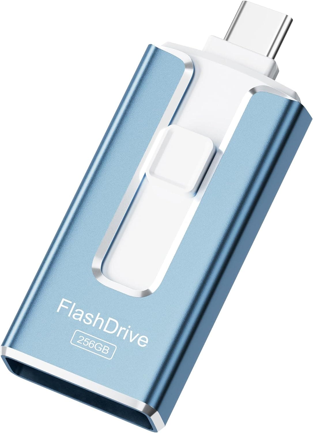 MFi認証済み256GBフラッシュドライブ iPhone用 3イン1 Type-C USBメモリースティックサムドライブ写真ビデオ用高速外部メモリストレージフォトスティック iPhone iPad Android PC用 (ロイヤルブルー)