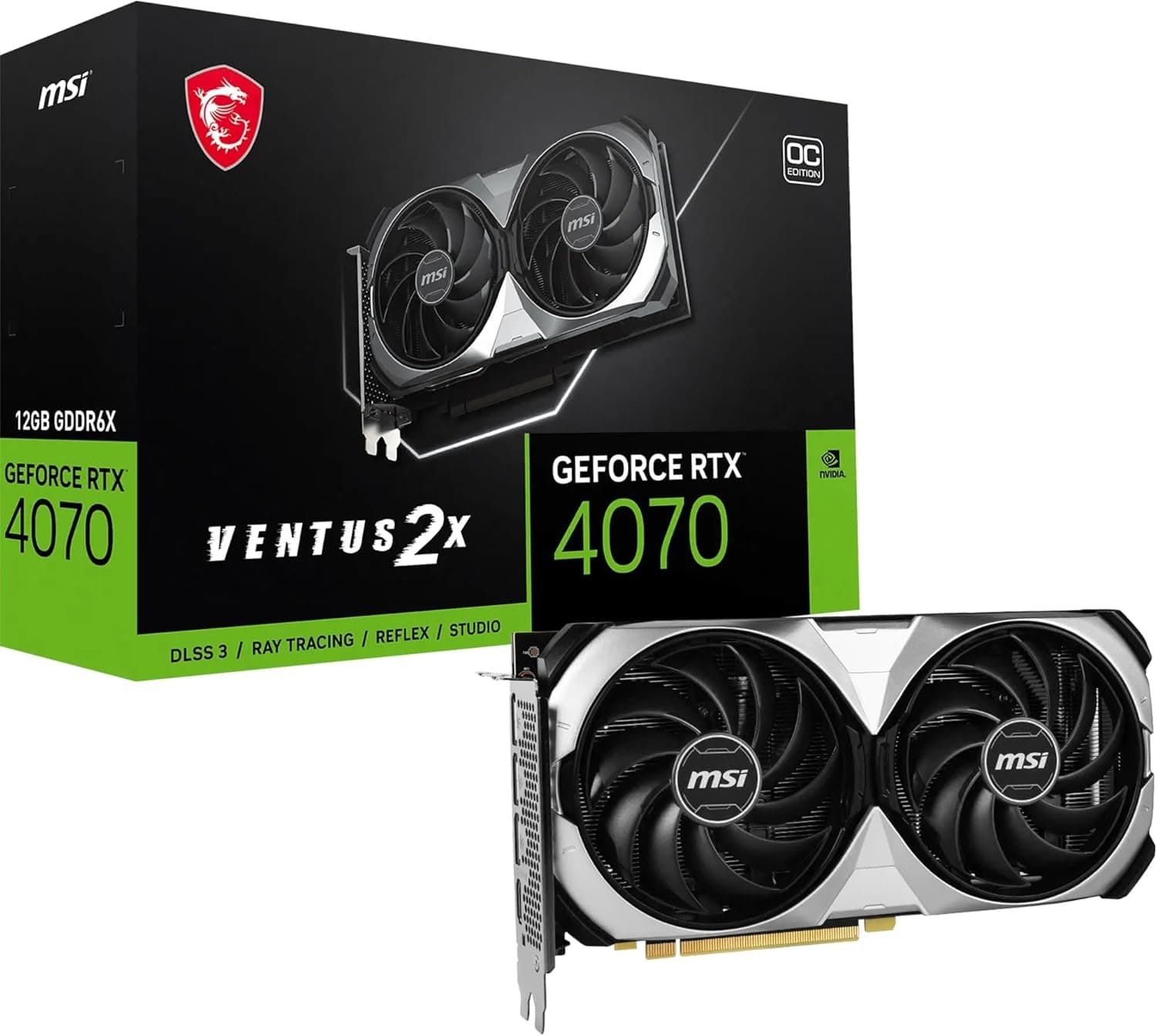 Faboni MSI RTX 4070 OC 12GB Ventus 2X Graphics Card - 912-V513-063