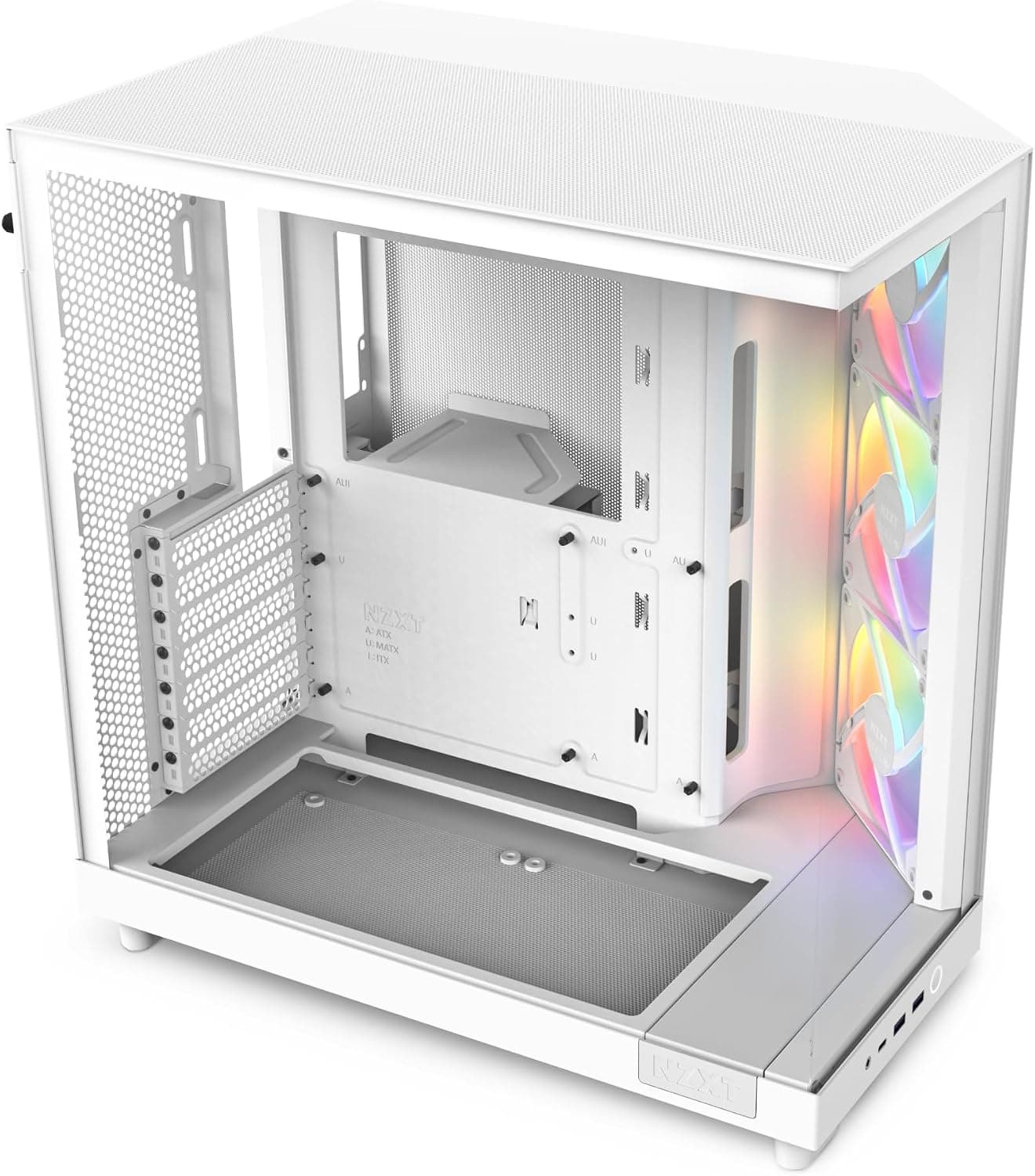 NZXT H6 Flow RGB White 2面ウルトラクリア強化ガラスパネル採用 120mm RGBファン 3基付属デュアルチャンバー ショーケース型ミドルタワー ATX PCケースホワイト CC-H61FW-R1 CS8792
