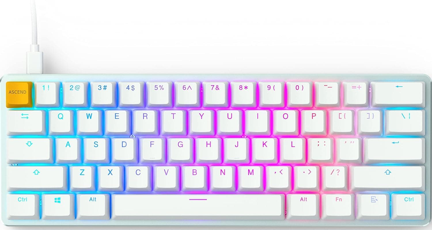 Glorious グロリアス GMMK1 ゲーミングキーボード白 60% コンパクト LEDバックライト付き英語配列光る RGB メカニカルキーボード有線タイプc USB Mechanical keyboard gaming (61キー) 国内正規品