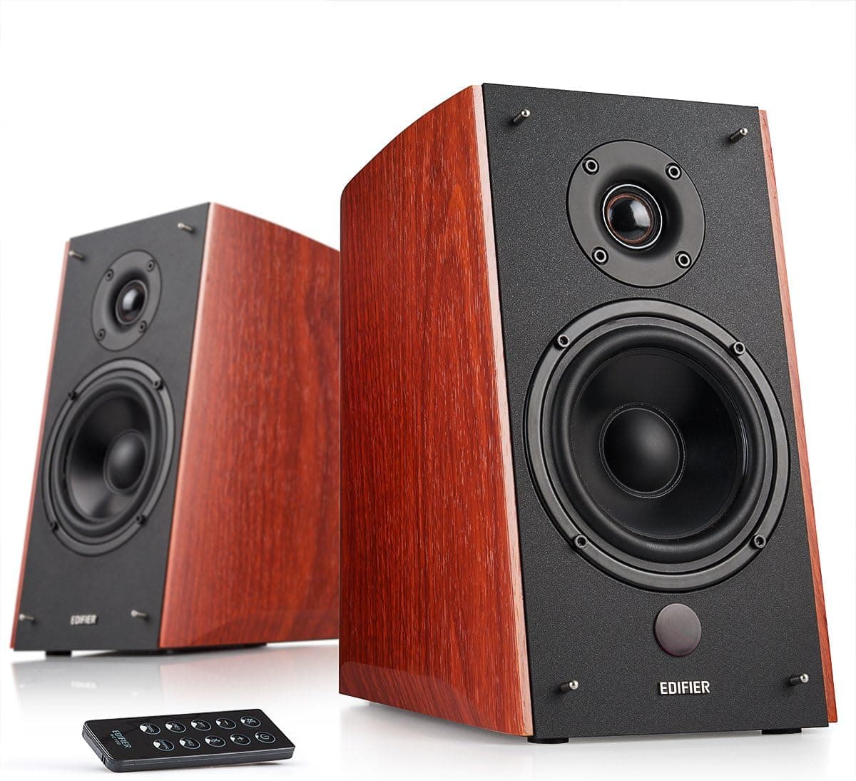 Edifier R2000DB Bluetooth5.0 2ウェイブックシェルフ型スピーカー -アクティブスピーカーアンプ内蔵 - ステレオニアフィールドモニタースピーカー 木製光入力 RMS リモコン付き - ウッド