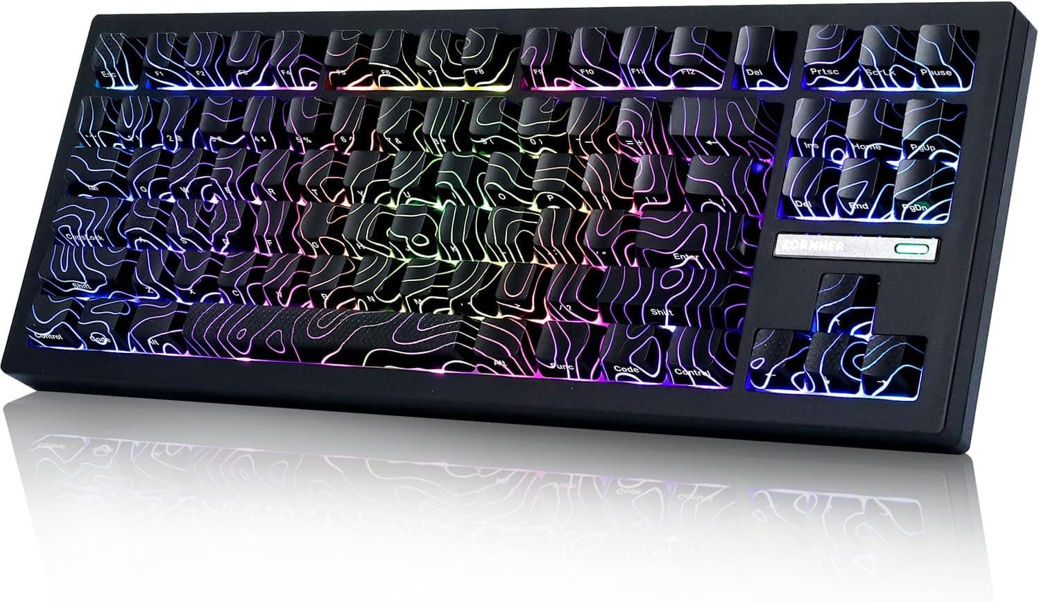 ZORNHER ZH870 80% ゲーミングメカニカルキーボードワイヤレス 3 モードブラックトポグラフィック PC キーキャップクリーミーサウンドリニアスイッチホットスワップ対応 RGB バックライトブラックカスタムモデル Bluetooth5.0・2.4GHz・USB-C
