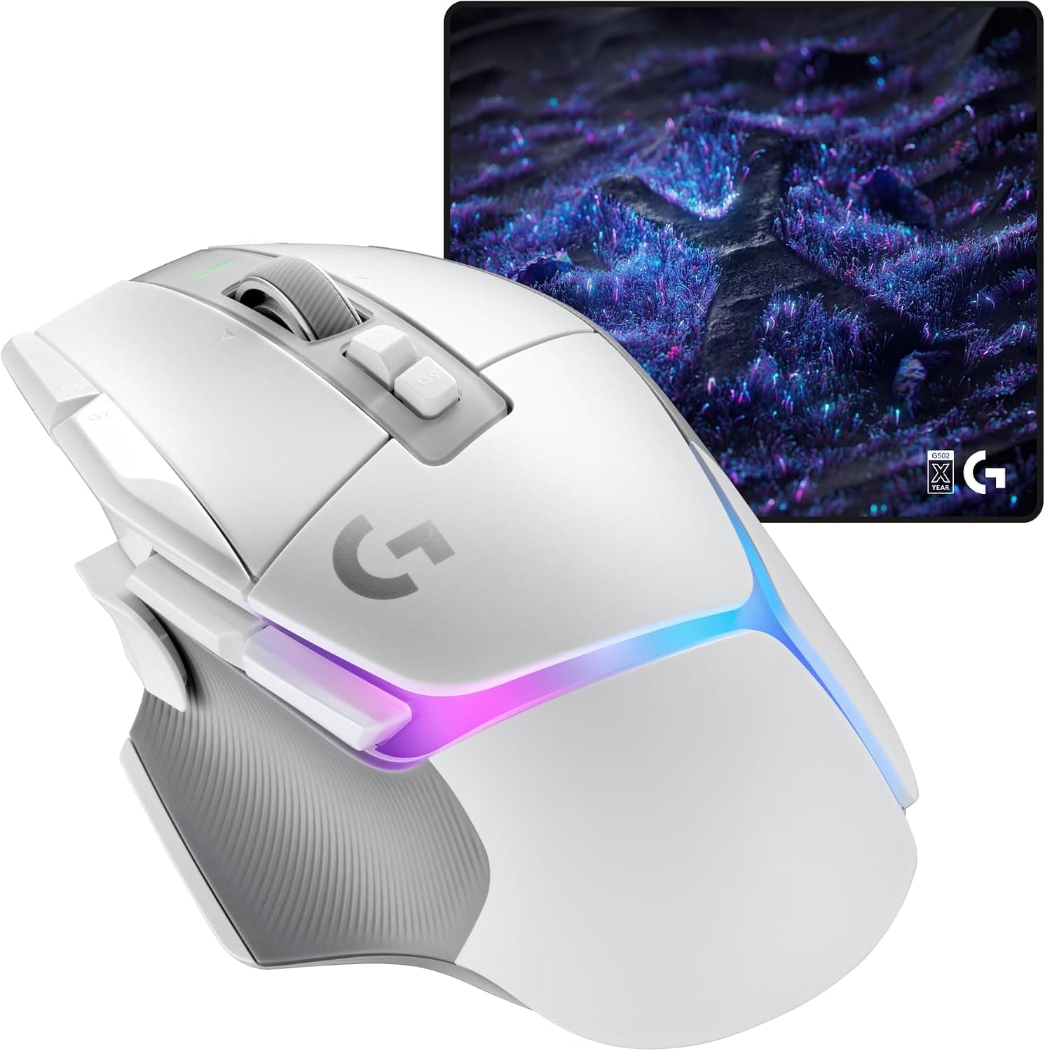 【 G502 10周年ゲーミングマウスマウスパッドセット 】 Logicool G ゲーミングマウス G502 X PLUS LIGHTSPEED ワイヤレスマウス G502XWL-RGBWH LIGHTFORCE ハイブリッドスイッチ HERO 25K センサー 充電 LIGHTSYNC RGB PC G50