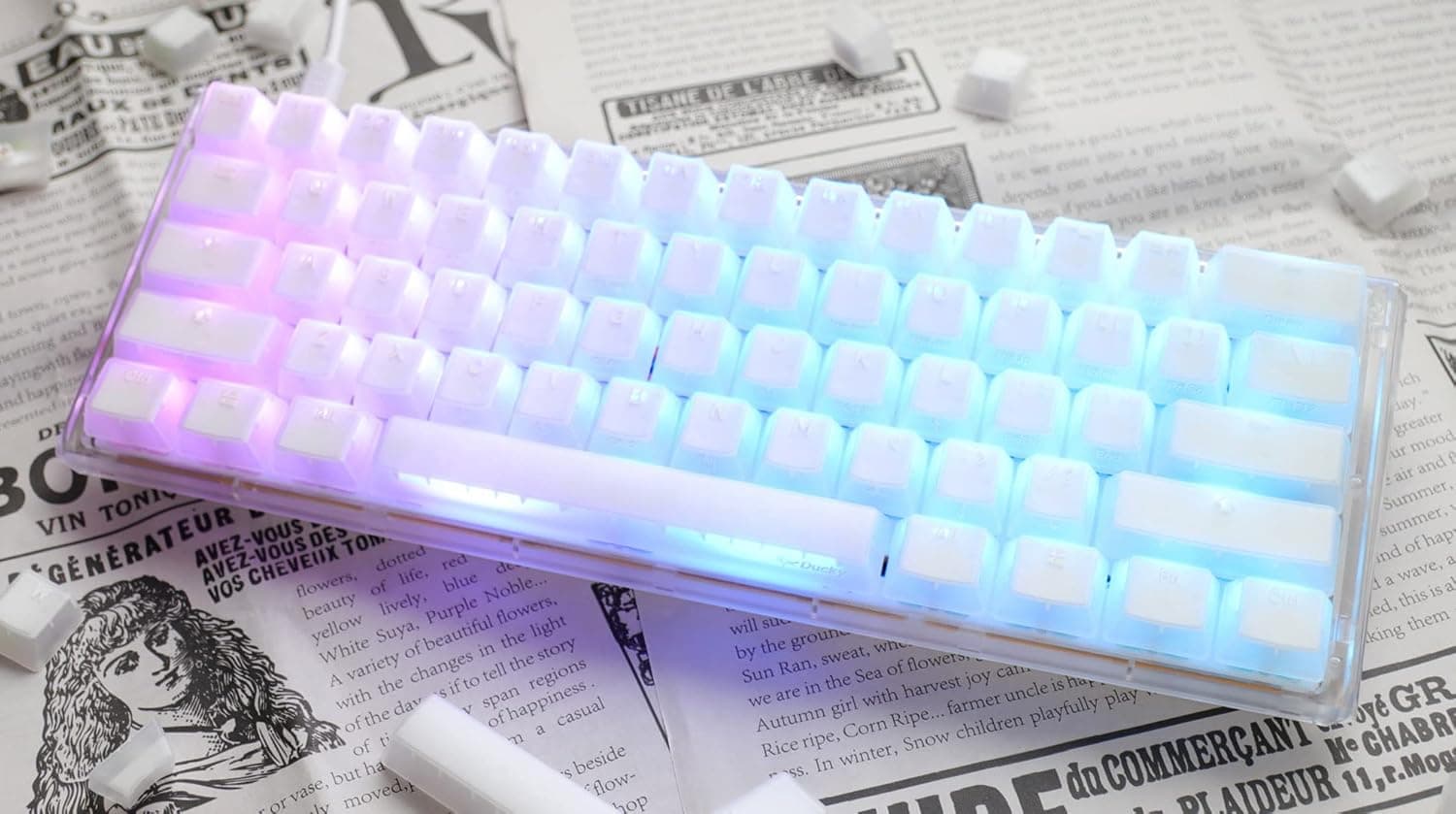 Ducky One 3 Aura 60% メカニカルキーボード:Quack Mechanics Dampening Hot-Swappable Cherry MX サイレントレッドスイッチ 高密度PBTダブルショットキーキャップ