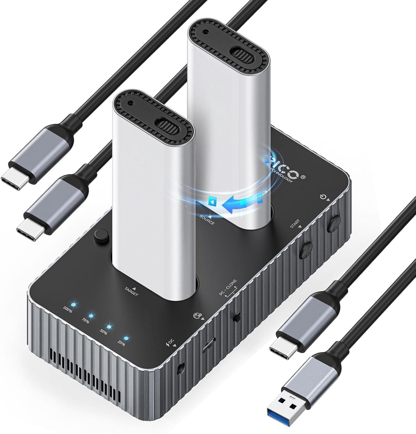 ORICO SSD クローンスタンド 40Gbps高速データ転送 M.2 SSD クローンケース 2ベイ M.2 SSD 外付けケース 2230