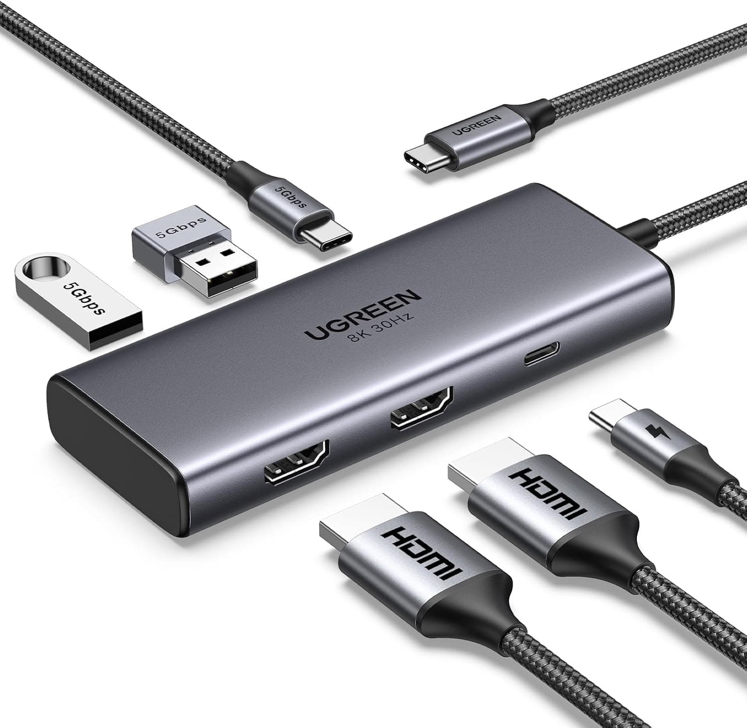 UGREEN Revodok 206 Hub USB C Dual HDMI 6 en 1 Docking Station