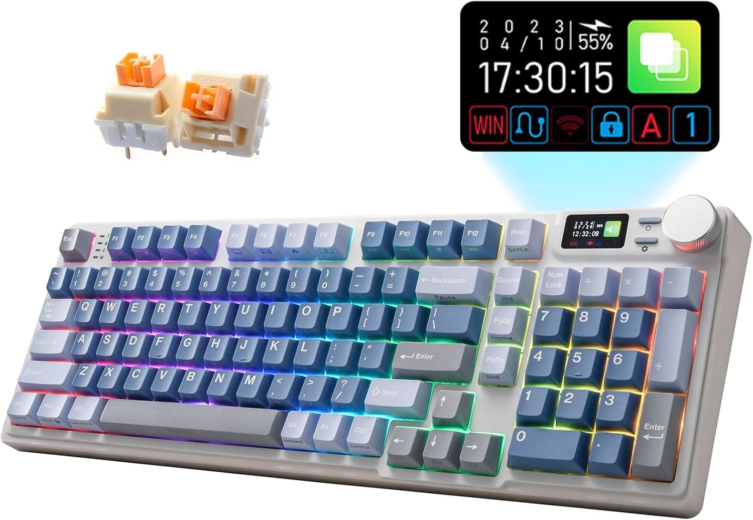 iRocks K85R RGB メカニカルキーボード (オーロラブルー 静音バブルスイッチ)