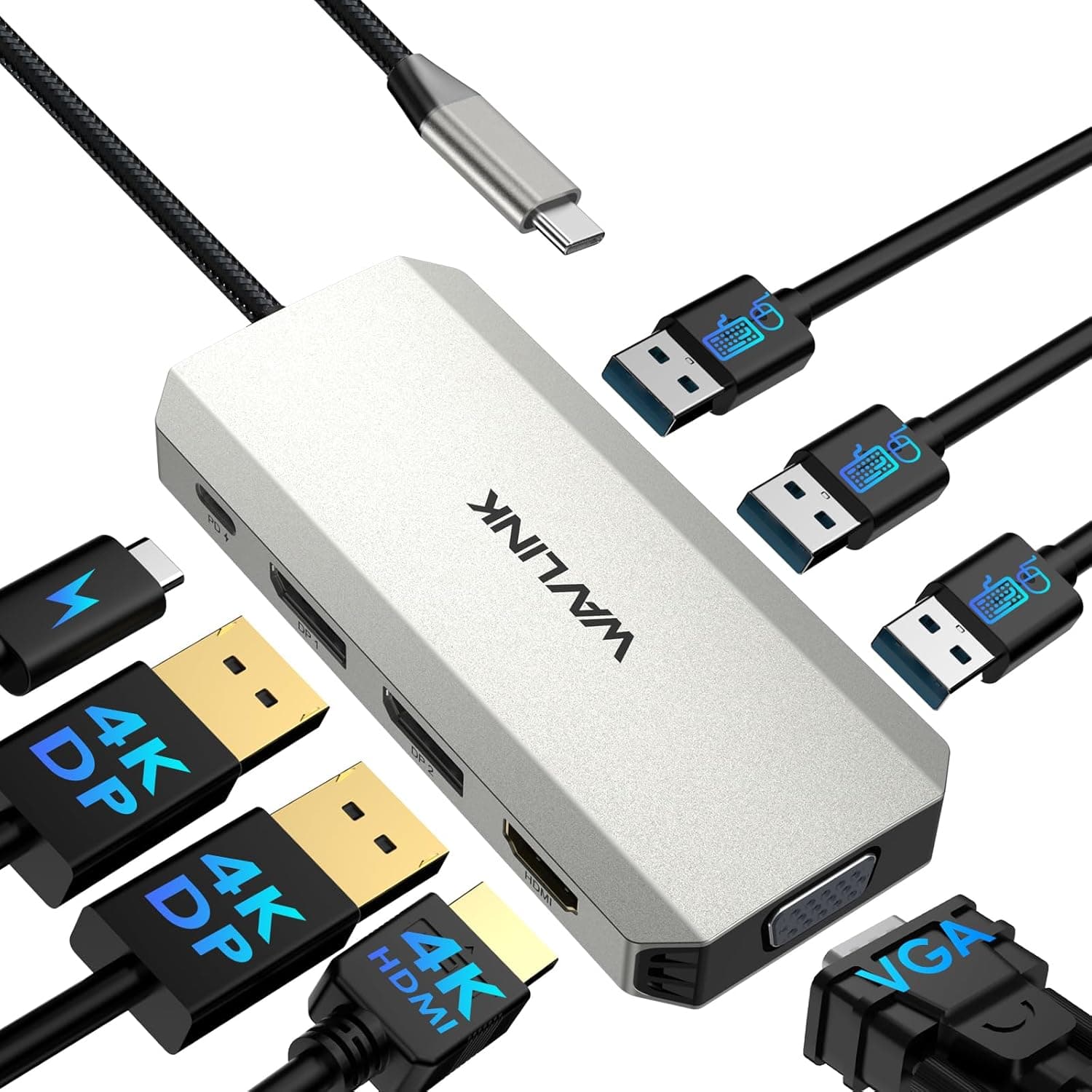 ノートパソコン用ドッキングステーション WAVLINK クアッドモニタードッキングステーション デュアルDP