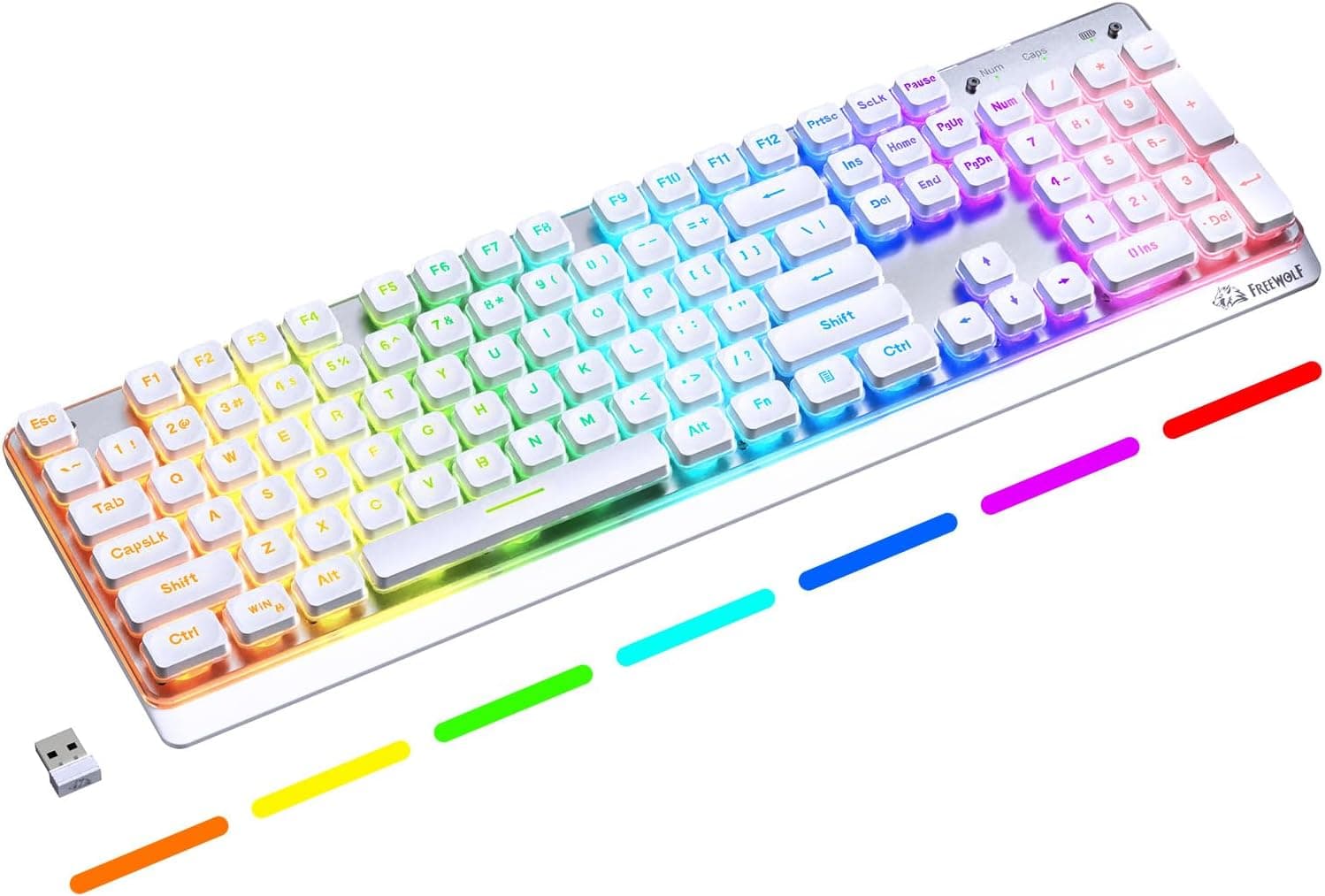 FREEWOLF M104 ワイヤレスゲーミングキーボード 有線
