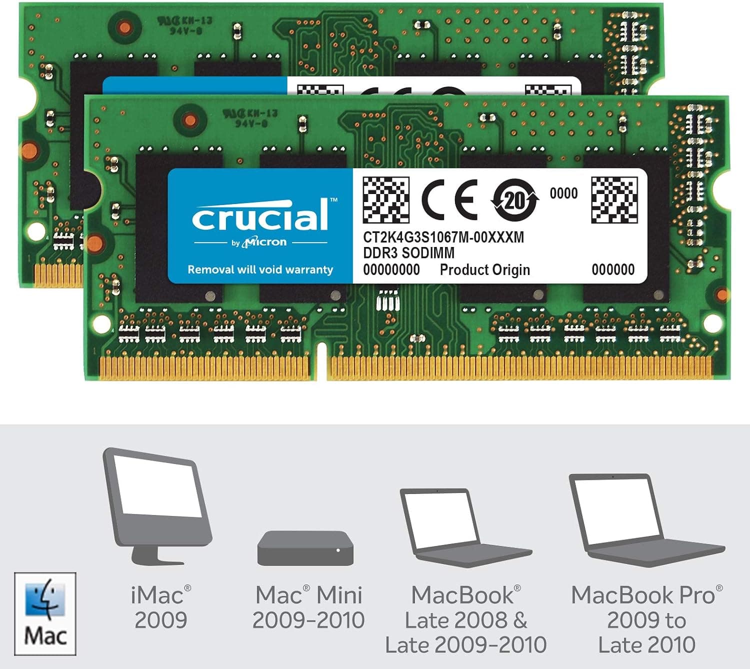 CT2K4G3S1067M [8GB Kit (4GBx2) DDR3-1066 (PC3-8500) CL7 SODIMM 204pin for Mac]