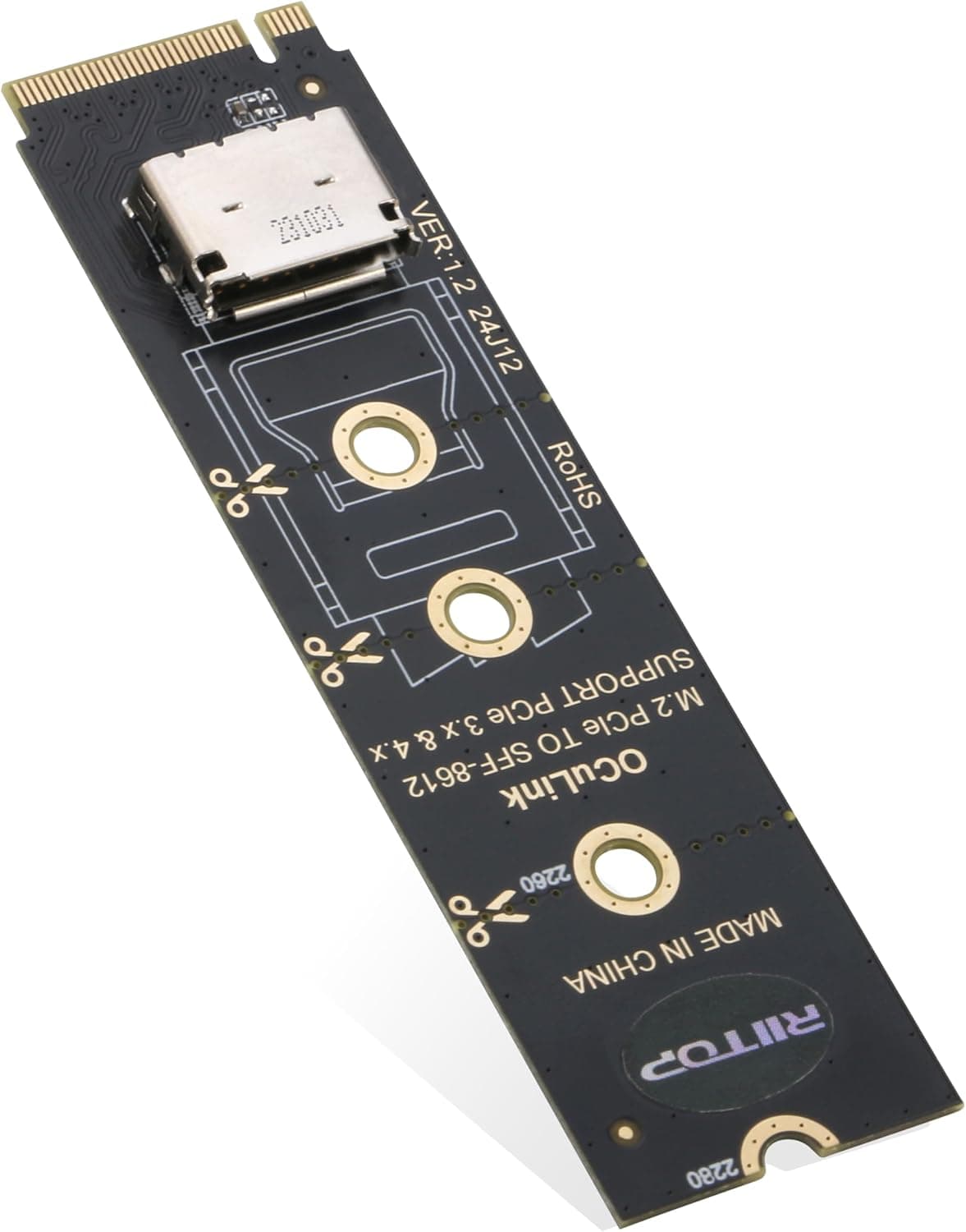 NVMe - SFF-8612アダプター RIITOP M.2 NVMe PCIe 4.0 x4 to OCuLink SFF-8611 4i ホ販売店ダプター eGPUとSSD用