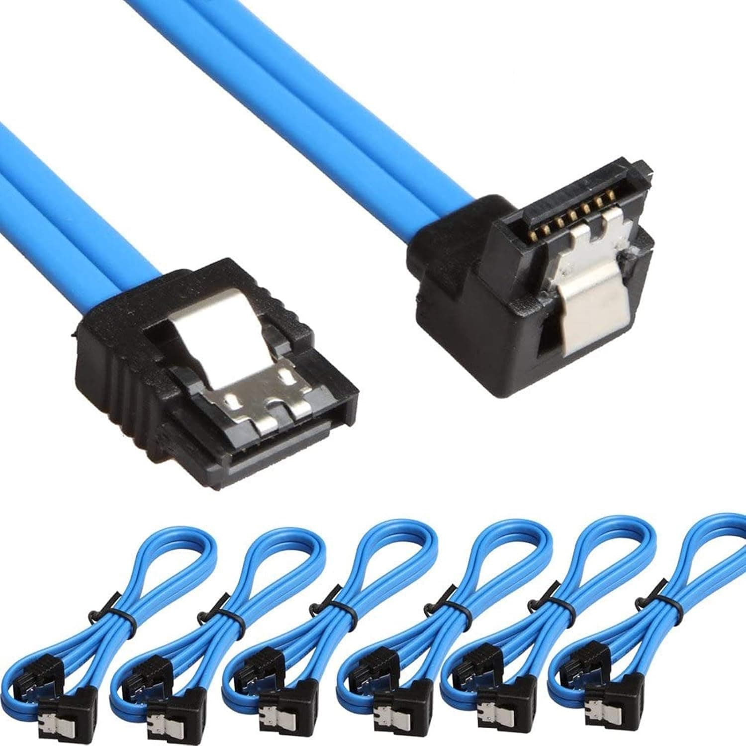 Relper-Lineso SATA IIIケーブル L字型 6.0 Gbps ロック用ラッチ付き 18インチ 6本セットブルー LYSB01LX5HVW3-CMPTRACCS
