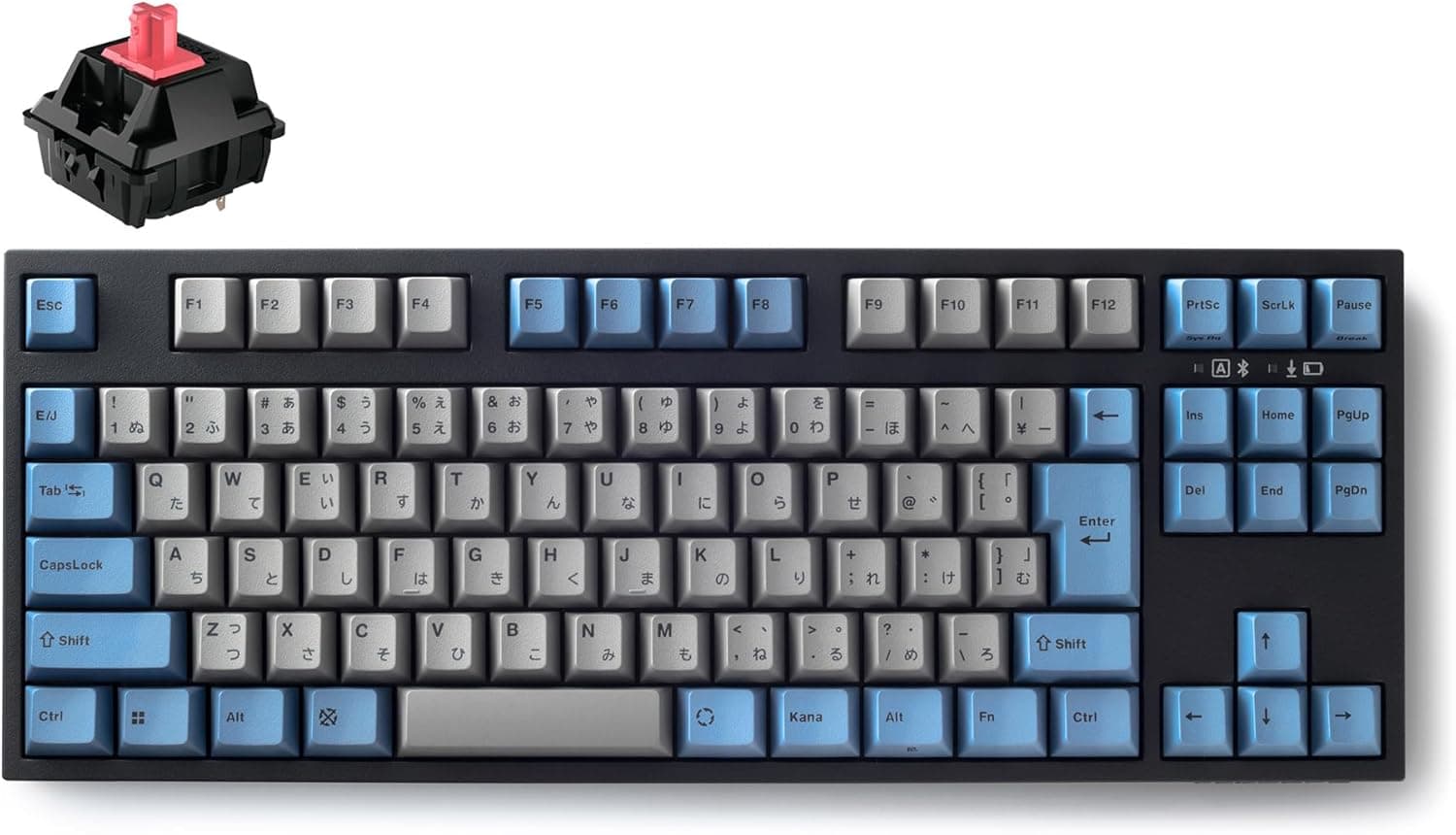 LEOPOLD レオポルドメカニカルキーボード FC750RBT GRAYBLUE Bluetooth接続 USB接続日本語配列かな有テンキーレス 91キー スイッチホットスワップ Windows macOS 単4電池駆動 USB-C着脱式 BluetoothもUSBバスパワー駆動可能 CHERRY MX2Aス